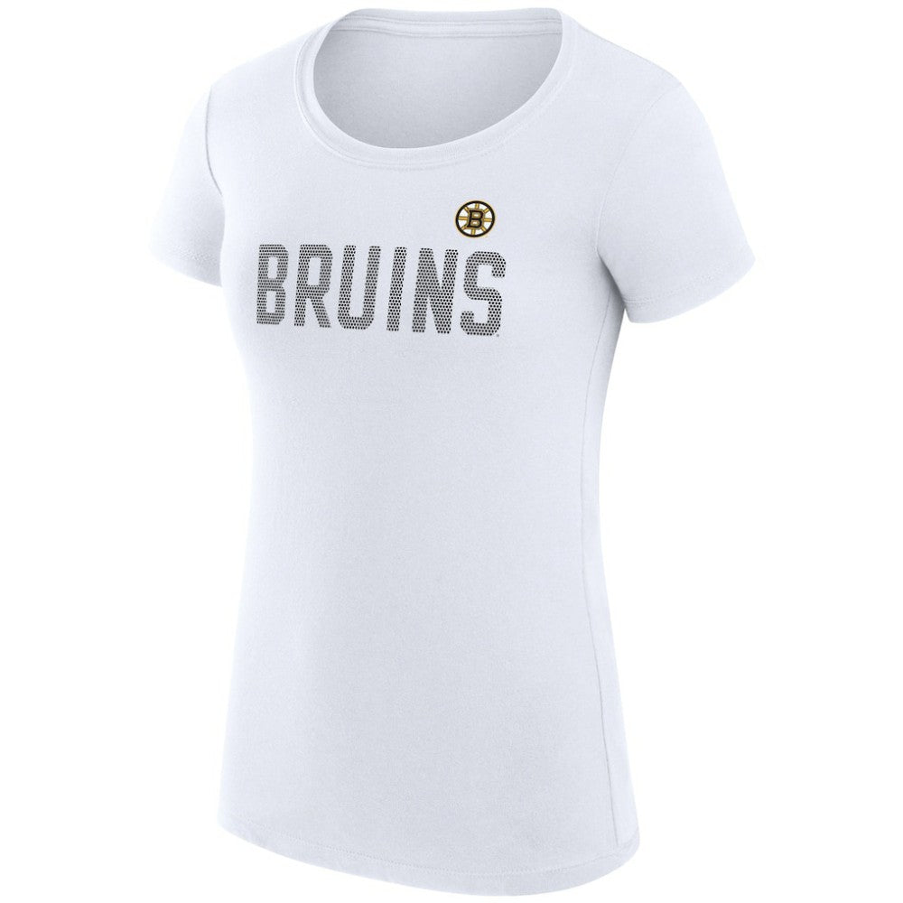 Boston Bruins G-III 4Her by Carl Banks Women's Super-Slim Fit Lightweight Dot Print Team T-Shirt - White - NHL