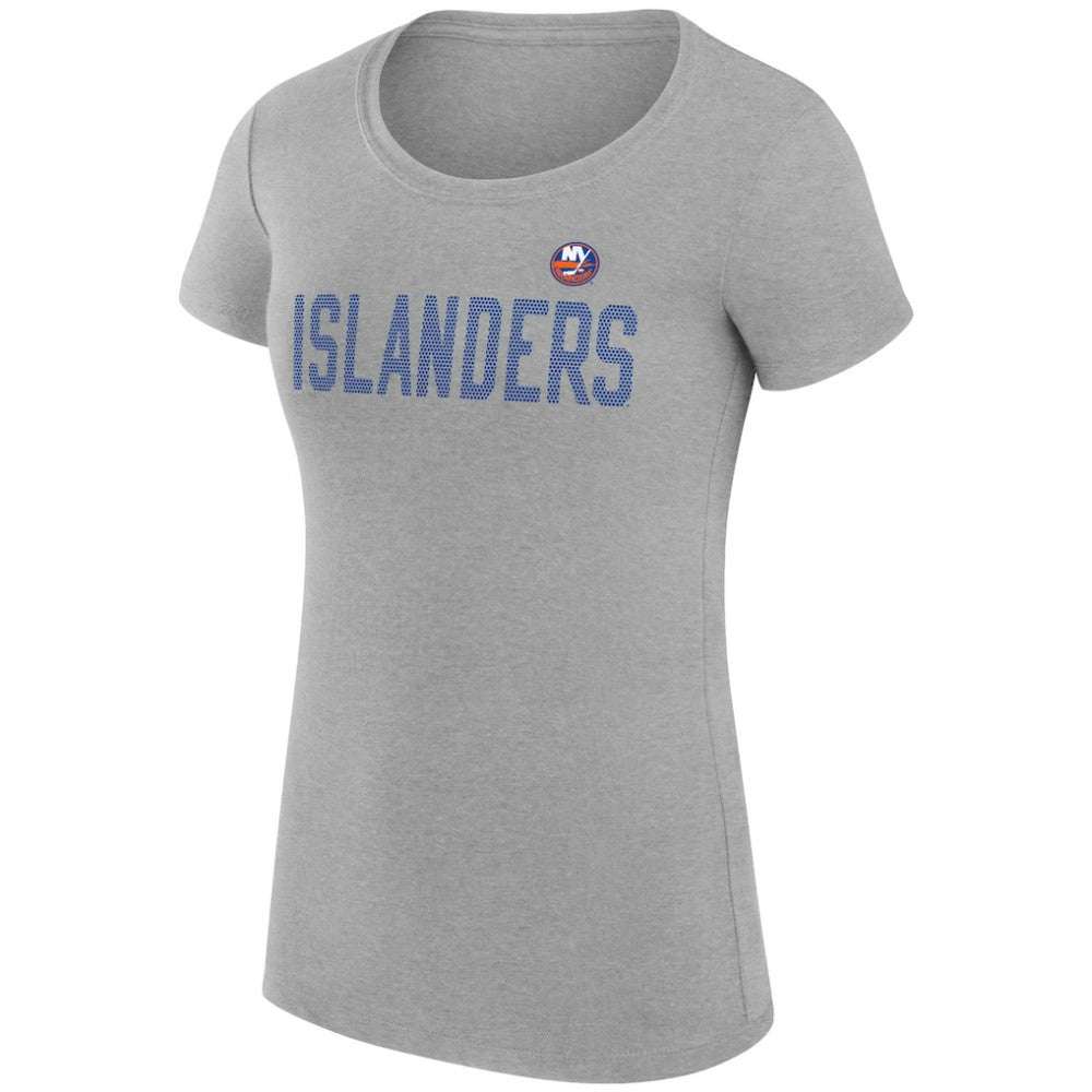 New York Islanders G-III 4Her by Carl Banks Women's Super-Slim Fit Lightweight Dot Print Team T-Shirt - Heather Gray - NHL