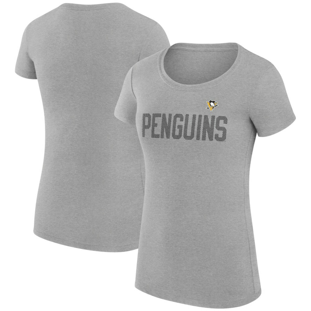 Pittsburgh Penguins G-III 4Her by Carl Banks Women's Super-Slim Fit Lightweight Dot Print Team T-Shirt - Heather Gray - NHL