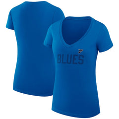 St. Louis Blues G-III 4Her by Carl Banks Women's Super-Slim Fit Lightweight Dot Print Team V-Neck T-Shirt - Blue - NHL