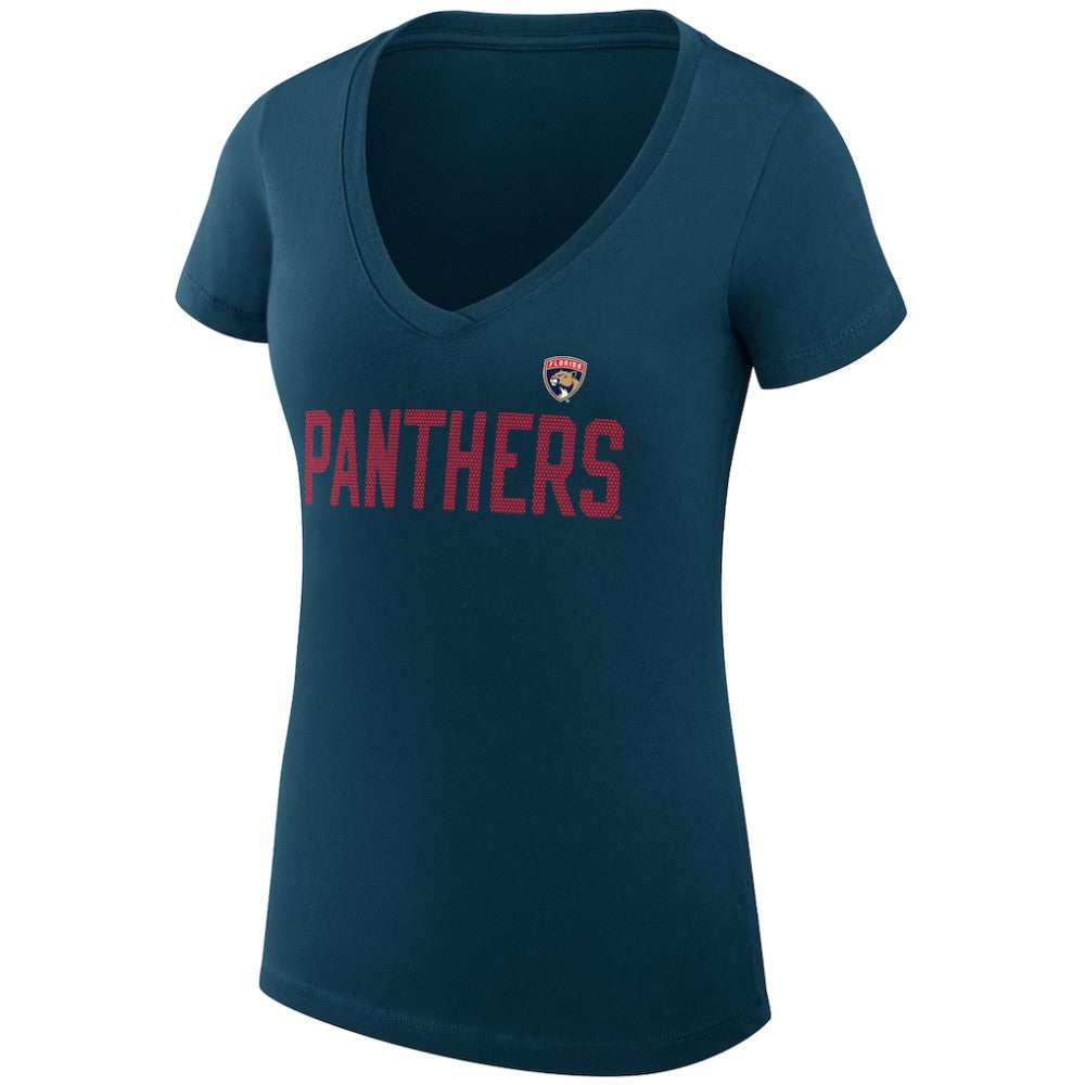 Florida Panthers G-III 4Her by Carl Banks Women's Super-Slim Fit Lightweight Dot Print Team V-Neck T-Shirt - Navy - NHL