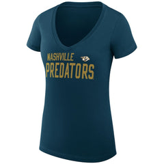 Nashville Predators G-III 4Her by Carl Banks Women's Super-Slim Fit Lightweight Dot Print Team V-Neck T-Shirt - Navy - NHL