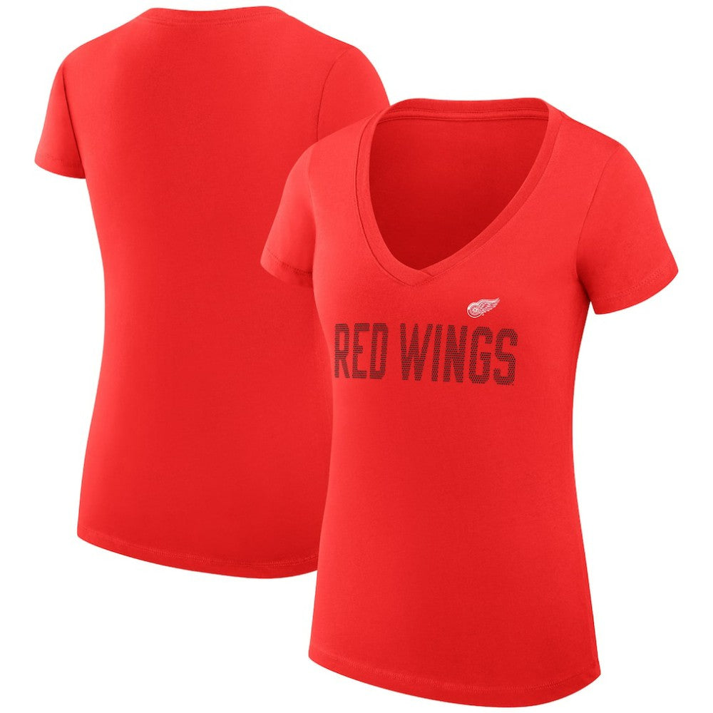Detroit Red Wings G-III 4Her by Carl Banks Women's Super-Slim Fit Lightweight Dot Print Team V-Neck T-Shirt - Red - NHL