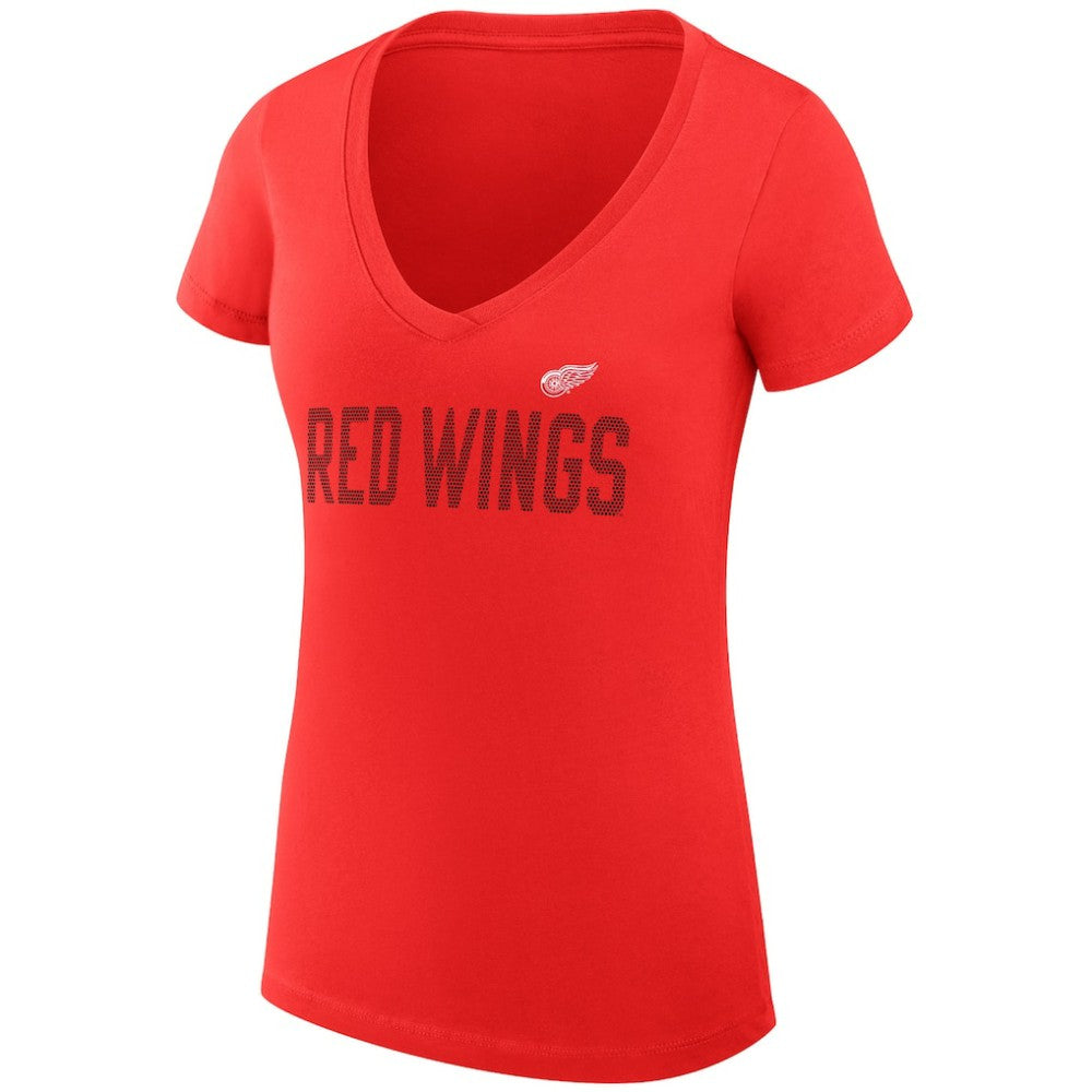 Detroit Red Wings G-III 4Her by Carl Banks Women's Super-Slim Fit Lightweight Dot Print Team V-Neck T-Shirt - Red - NHL