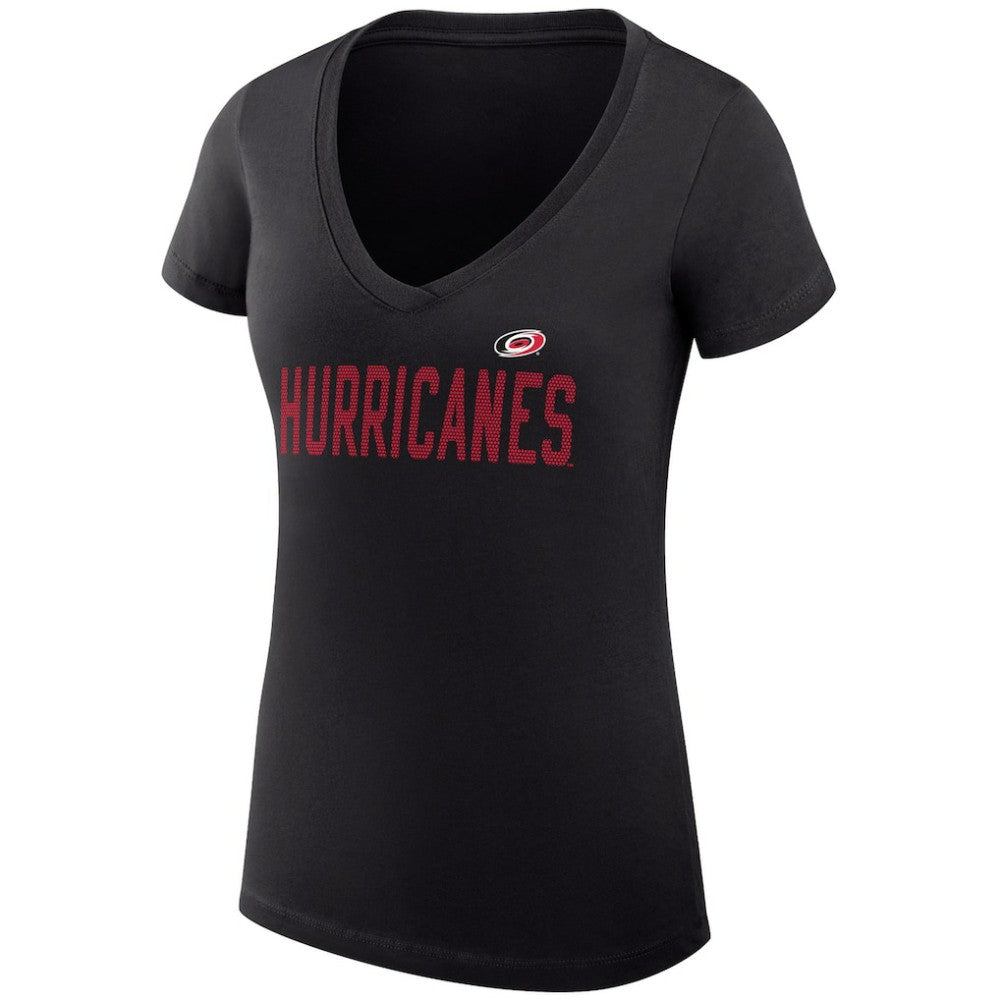 Carolina Hurricanes G-III 4Her by Carl Banks Women's Super-Slim Fit Lightweight Dot Print Team V-Neck T-Shirt - Black - NHL