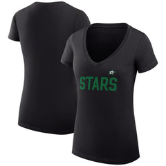 Dallas Stars G-III 4Her by Carl Banks Women's Super-Slim Fit Lightweight Dot Print Team V-Neck T-Shirt - Black - NHL