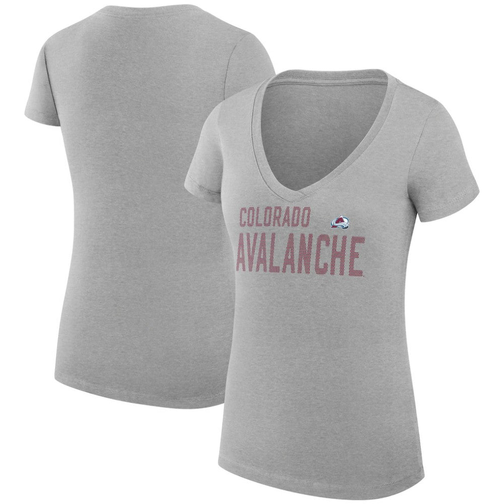 Colorado Avalanche G-III 4Her by Carl Banks Women's Super-Slim Fit Lightweight Dot Print Team V-Neck T-Shirt - Heather Gray - NHL