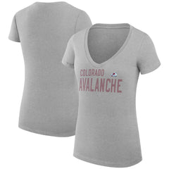 Colorado Avalanche G-III 4Her by Carl Banks Women's Super-Slim Fit Lightweight Dot Print Team V-Neck T-Shirt - Heather Gray - NHL