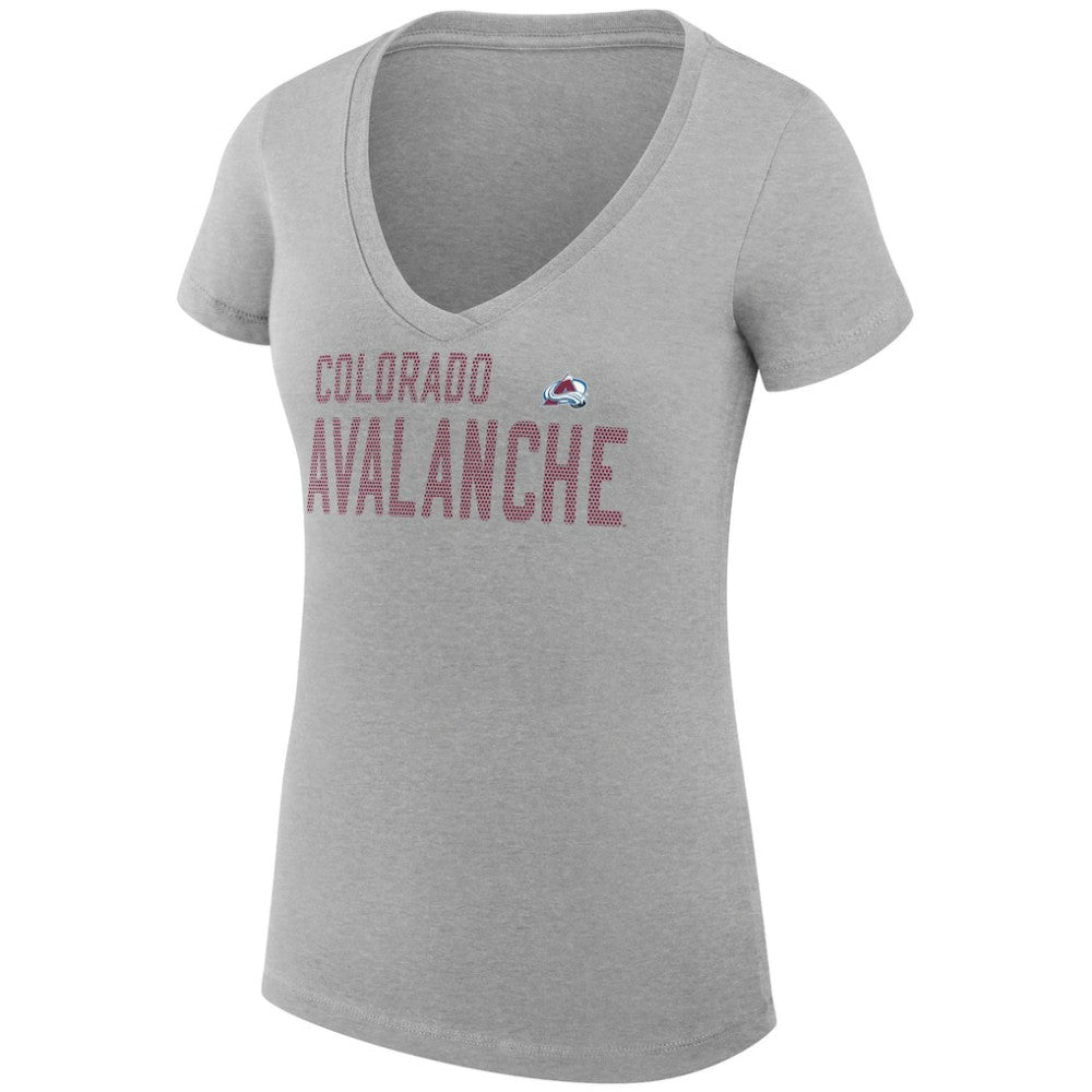 Colorado Avalanche G-III 4Her by Carl Banks Women's Super-Slim Fit Lightweight Dot Print Team V-Neck T-Shirt - Heather Gray - NHL