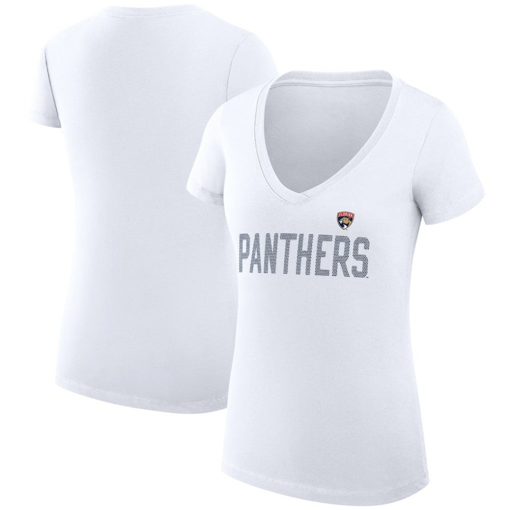 Florida Panthers G-III 4Her by Carl Banks Women's Super-Slim Fit Lightweight Dot Print Team V-Neck T-Shirt - White - NHL