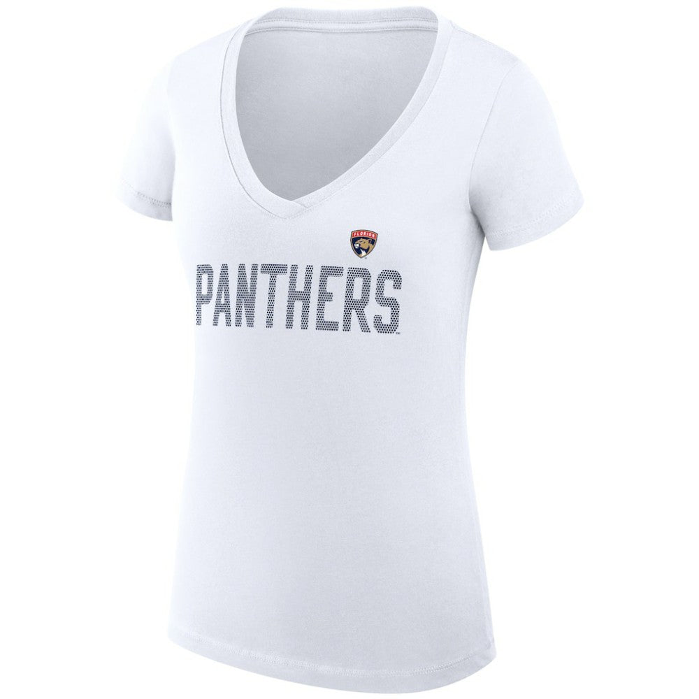 Florida Panthers G-III 4Her by Carl Banks Women's Super-Slim Fit Lightweight Dot Print Team V-Neck T-Shirt - White - NHL