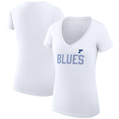St. Louis Blues G-III 4Her by Carl Banks Women's Super-Slim Fit Lightweight Dot Print Team V-Neck T-Shirt - White - NHL