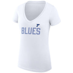 St. Louis Blues G-III 4Her by Carl Banks Women's Super-Slim Fit Lightweight Dot Print Team V-Neck T-Shirt - White - NHL