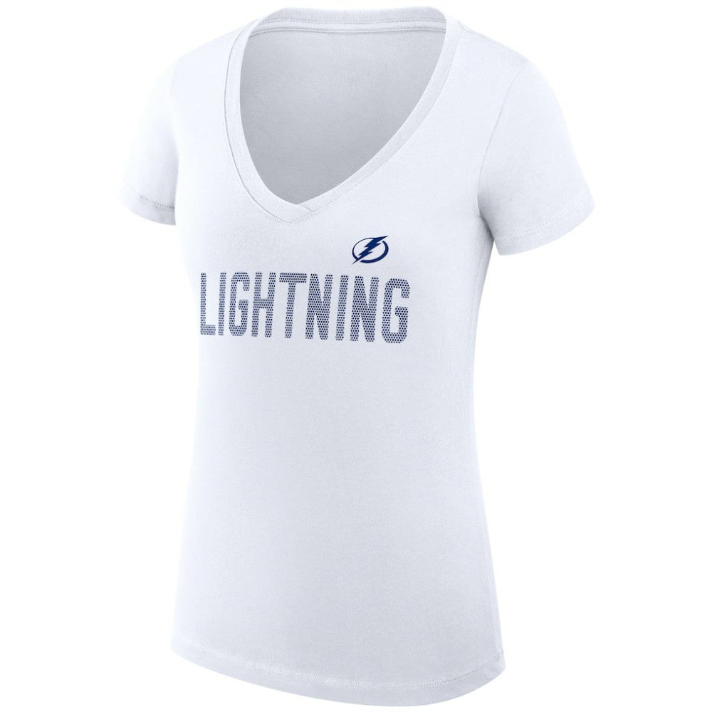 Tampa Bay Lightning G-III 4Her by Carl Banks Women's Super-Slim Fit Lightweight Dot Print Team V-Neck T-Shirt - White - NHL