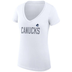 Vancouver Canucks G-III 4Her by Carl Banks Women's Super-Slim Fit Lightweight Dot Print Team V-Neck T-Shirt - White - NHL