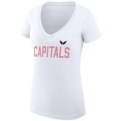 Washington Capitals G-III 4Her by Carl Banks Women's Super-Slim Fit Lightweight Dot Print Team V-Neck T-Shirt - White - NHL