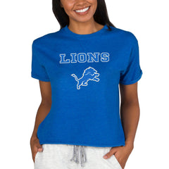 Detroit Lions Concepts Sport Women's Tri-Blend Mainstream Terry Short Sleeve Sweatshirt Top Blue | NFL