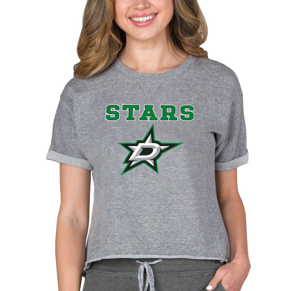 Dallas Stars Concepts Sport Women's Tri-Blend Mainstream Terry Short Sleeve Sweatshirt Top - Heather Gray - NHL
