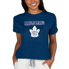 Toronto Maple Leafs Concepts Sport Women's Tri-Blend Mainstream Terry Short Sleeve Sweatshirt Top - Navy - NHL