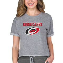 Carolina Hurricanes Concepts Sport Women's Tri-Blend Mainstream Terry Short Sleeve Sweatshirt Top - Heather Gray - NHL