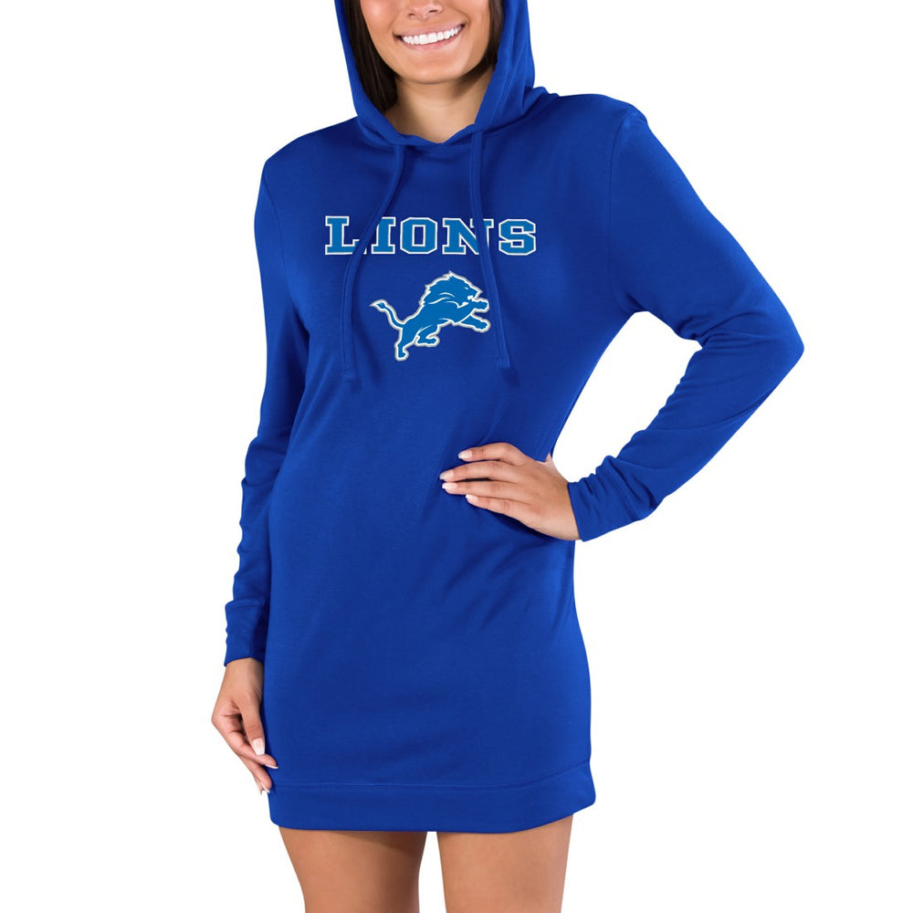 Detroit Lions Concepts Sport Women's Gather Long Sleeve Hoodie Nightshirt Blue | NFL