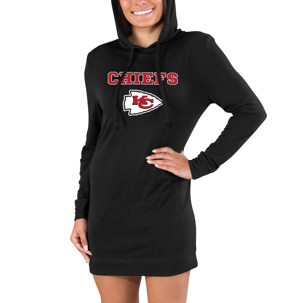 Kansas City Chiefs Concepts Sport Women's Gather Long Sleeve Hoodie Nightshirt Black | NFL