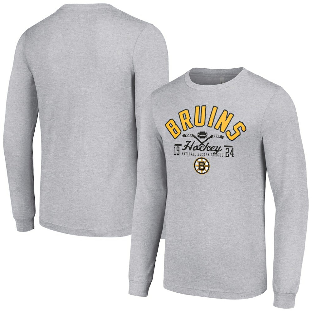 Boston Bruins Starter Puck Long Sleeve T-Shirt - Heather Gray - NHL