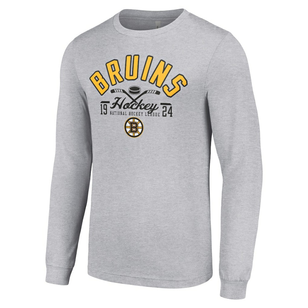 Boston Bruins Starter Puck Long Sleeve T-Shirt - Heather Gray - NHL