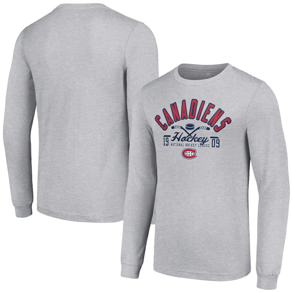 Montreal Canadiens Starter Puck Long Sleeve T-Shirt - Heather Gray - NHL