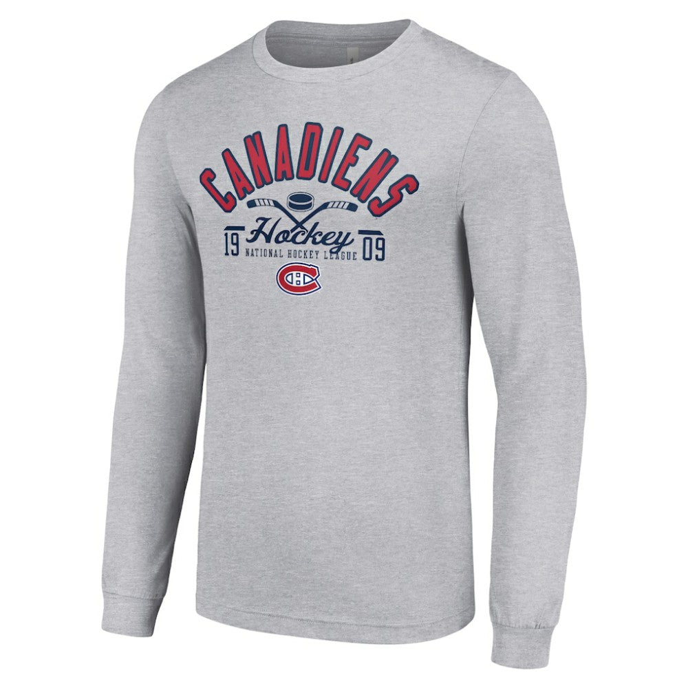 Montreal Canadiens Starter Puck Long Sleeve T-Shirt - Heather Gray - NHL