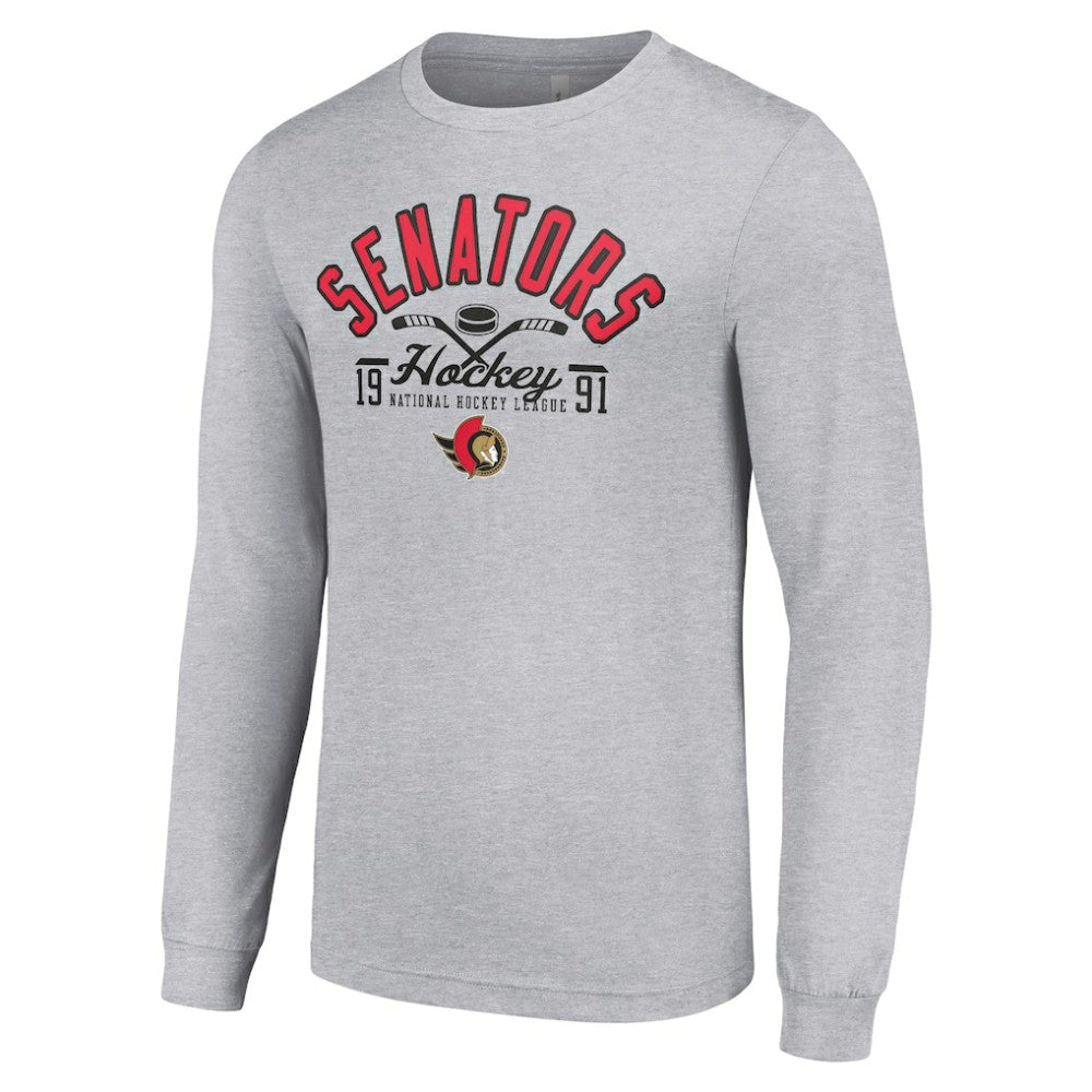 Ottawa Senators Starter Puck Long Sleeve T-Shirt - Heather Gray - NHL