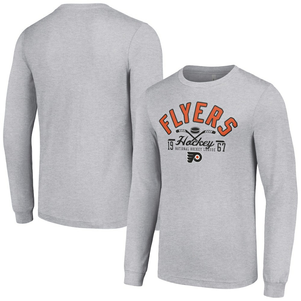 Philadelphia Flyers Starter Puck Long Sleeve T-Shirt - Heather Gray - NHL