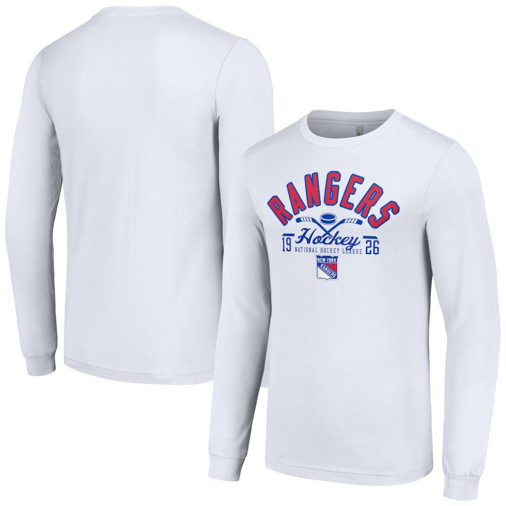 New York Rangers Starter Puck Long Sleeve T-Shirt - White - NHL
