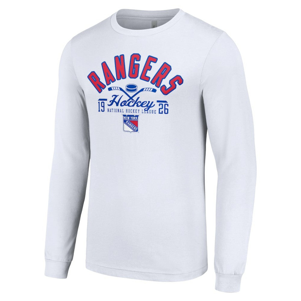 New York Rangers Starter Puck Long Sleeve T-Shirt - White - NHL