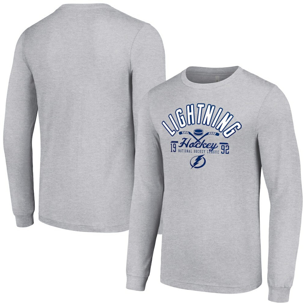 Tampa Bay Lightning Starter Puck Long Sleeve T-Shirt - Heather Gray - NHL