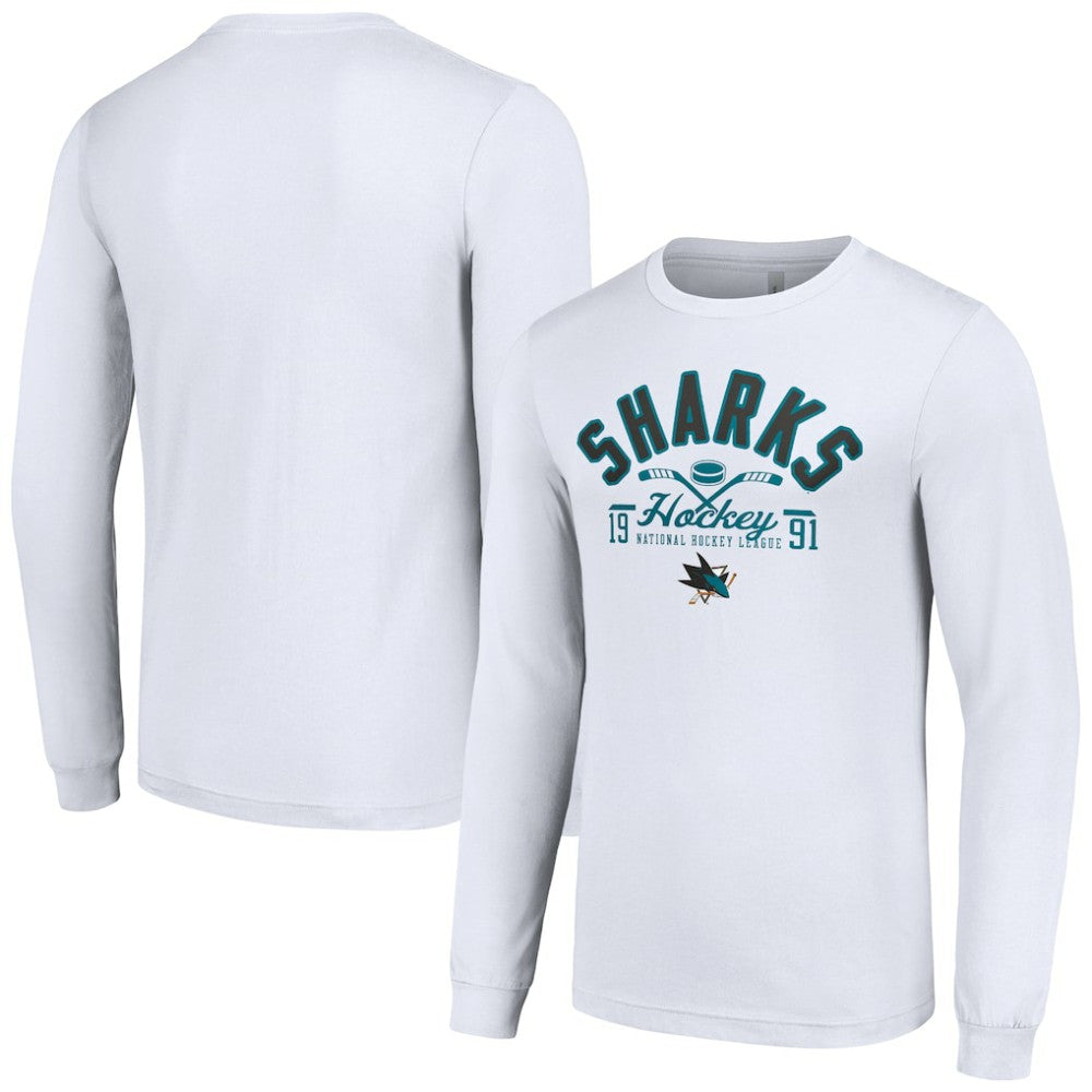 San Jose Sharks Starter Puck Long Sleeve T-Shirt - White - NHL