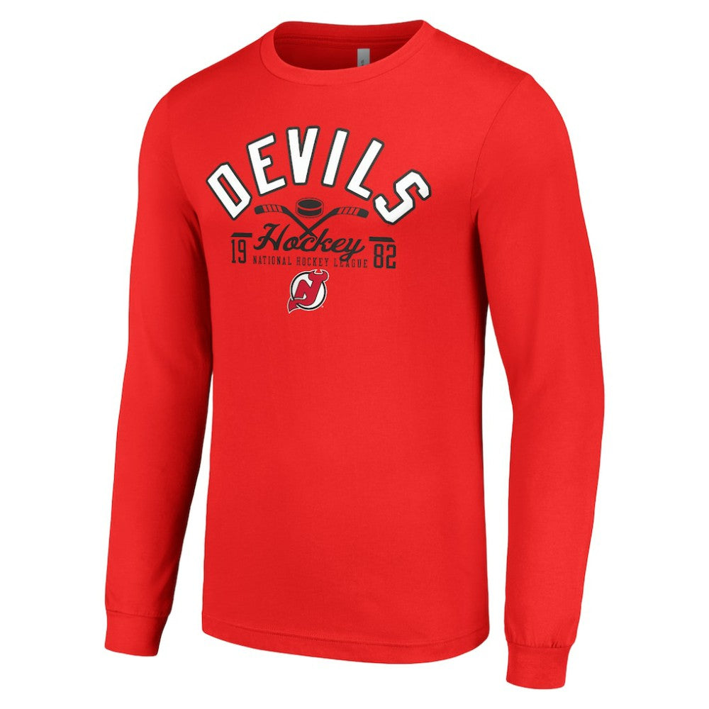 New Jersey Devils Starter Puck Long Sleeve T-Shirt - Red - NHL