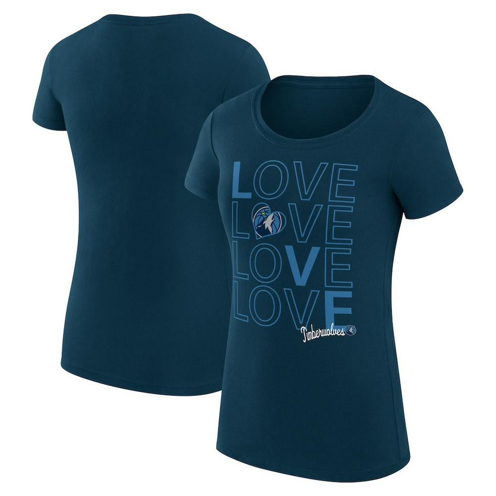 Minnesota Timberwolves G-III 4Her by Carl Banks Women's Super-Slim Fit Lightweight Basketball Love T-Shirt Navy - NBA