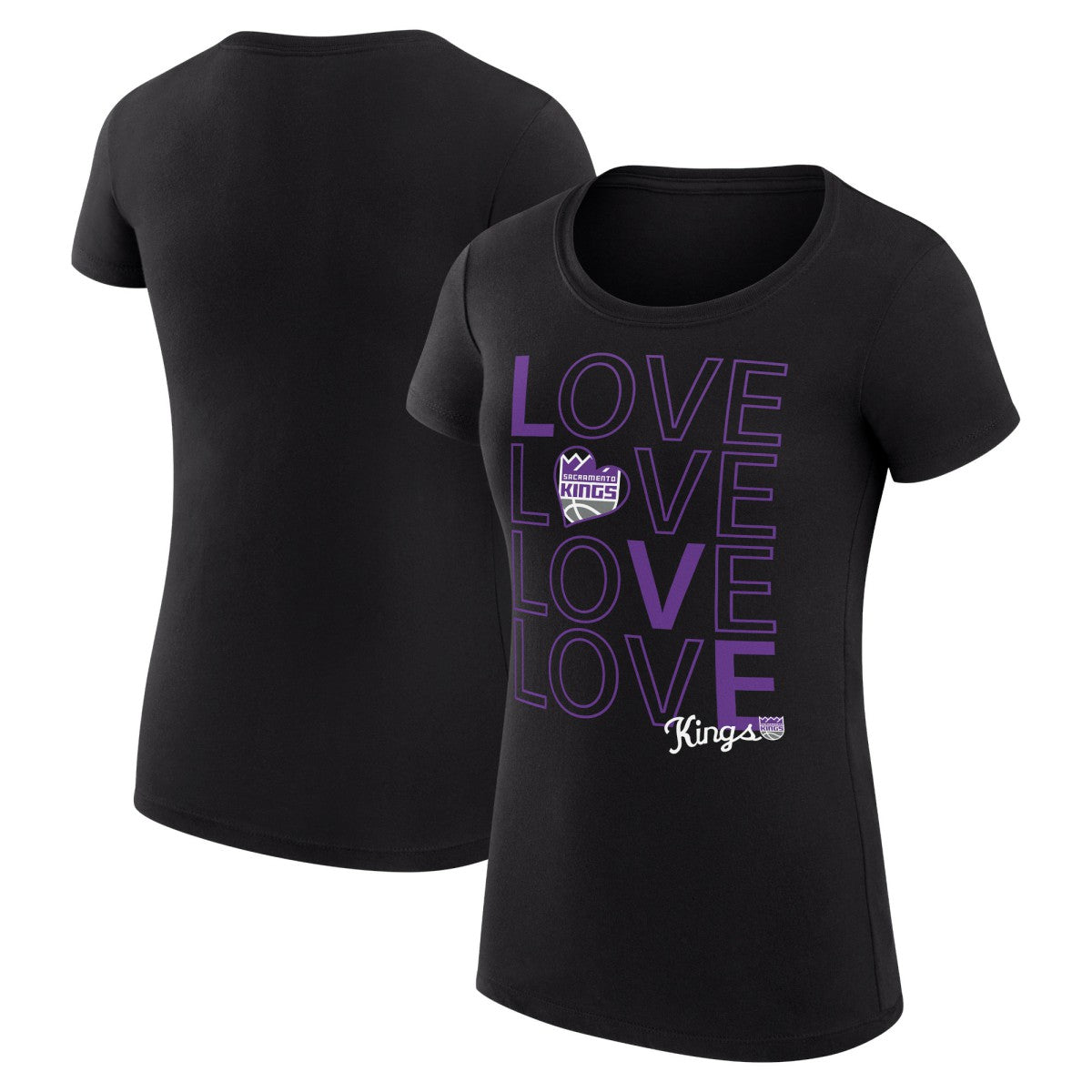 Sacramento Kings G-III 4Her by Carl Banks Women's Super-Slim Fit Lightweight Basketball Love T-Shirt Black - NBA