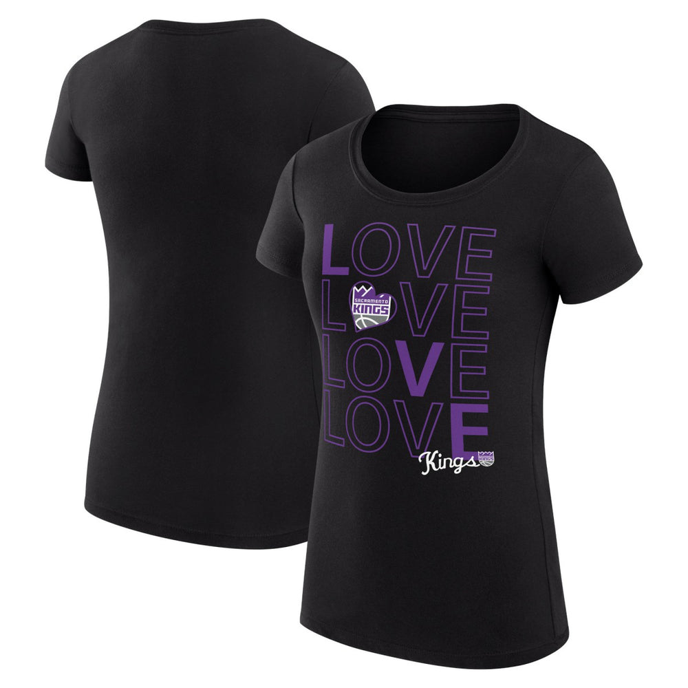 Sacramento Kings G-III 4Her by Carl Banks Women's Super-Slim Fit Lightweight Basketball Love T-Shirt Black - NBA