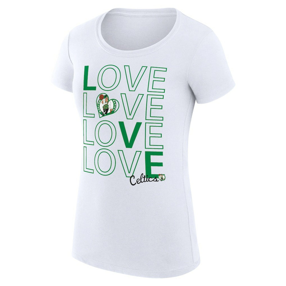 Boston Celtics G-III 4Her by Carl Banks Women's Super-Slim Fit Lightweight Basketball Love T-Shirt White - NBA