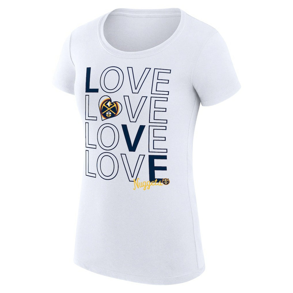Denver Nuggets G-III 4Her by Carl Banks Women's Super-Slim Fit Lightweight Basketball Love T-Shirt White - NBA