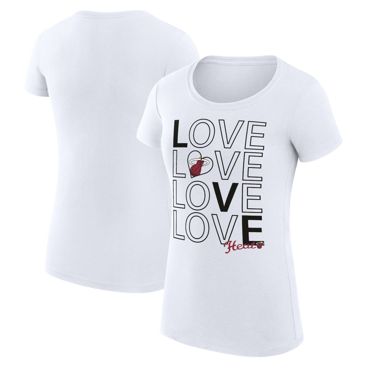 Miami Heat G-III 4Her by Carl Banks Women's Super-Slim Fit Lightweight Basketball Love T-Shirt White - NBA