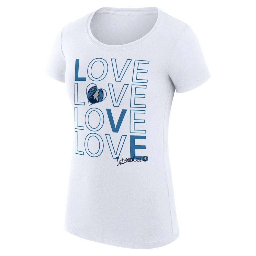 Minnesota Timberwolves G-III 4Her by Carl Banks Women's Super-Slim Fit Lightweight Basketball Love T-Shirt White - NBA