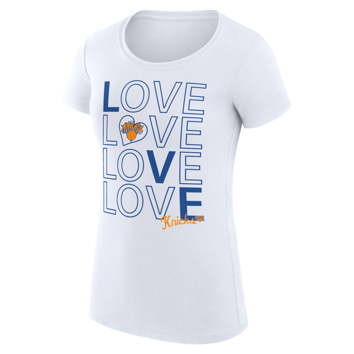 New York Knicks G-III 4Her by Carl Banks Women's Super-Slim Fit Lightweight Basketball Love T-Shirt White - NBA