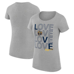 Denver Nuggets G-III 4Her by Carl Banks Women's Super-Slim Fit Lightweight Basketball Love T-Shirt Heather Gray - NBA