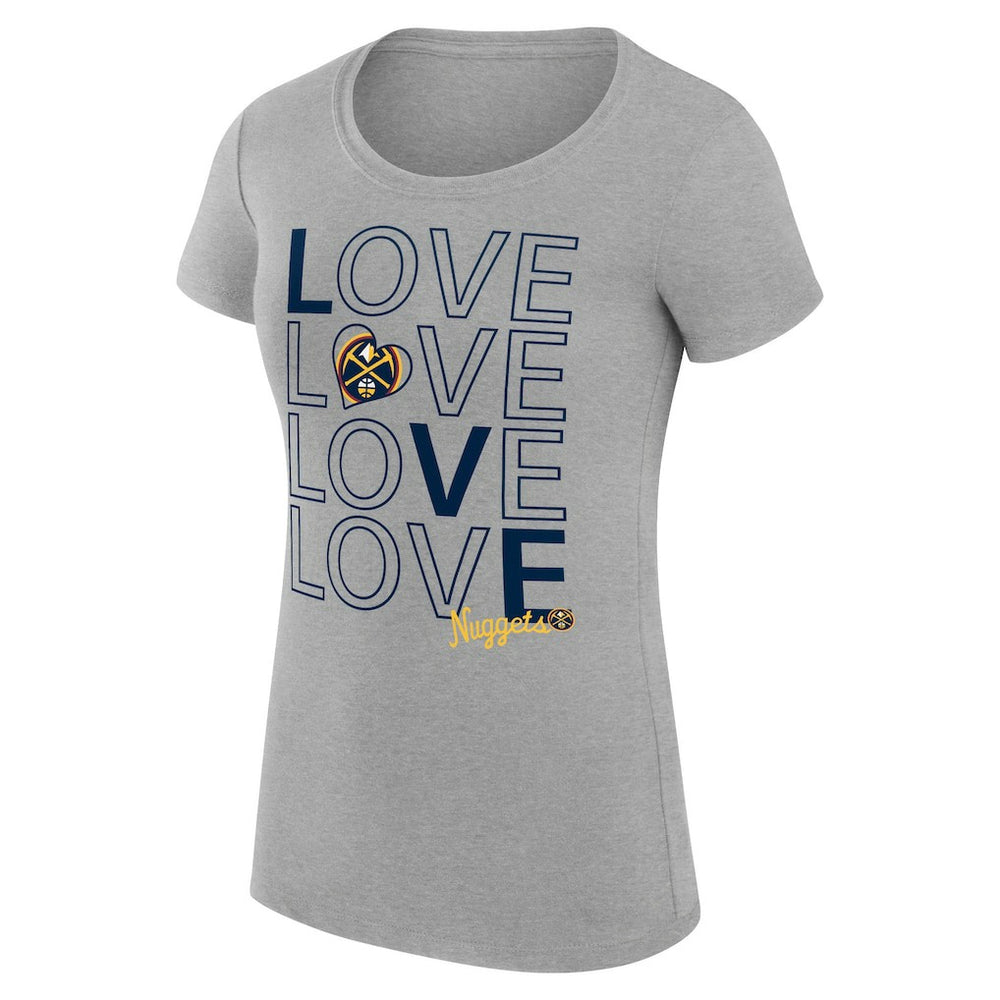Denver Nuggets G-III 4Her by Carl Banks Women's Super-Slim Fit Lightweight Basketball Love T-Shirt Heather Gray - NBA