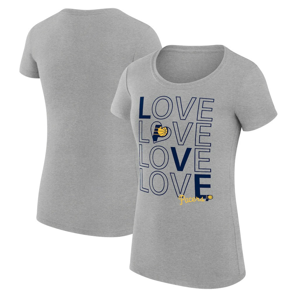 Indiana Pacers G-III 4Her by Carl Banks Women's Super-Slim Fit Lightweight Basketball Love T-Shirt Heather Gray - NBA