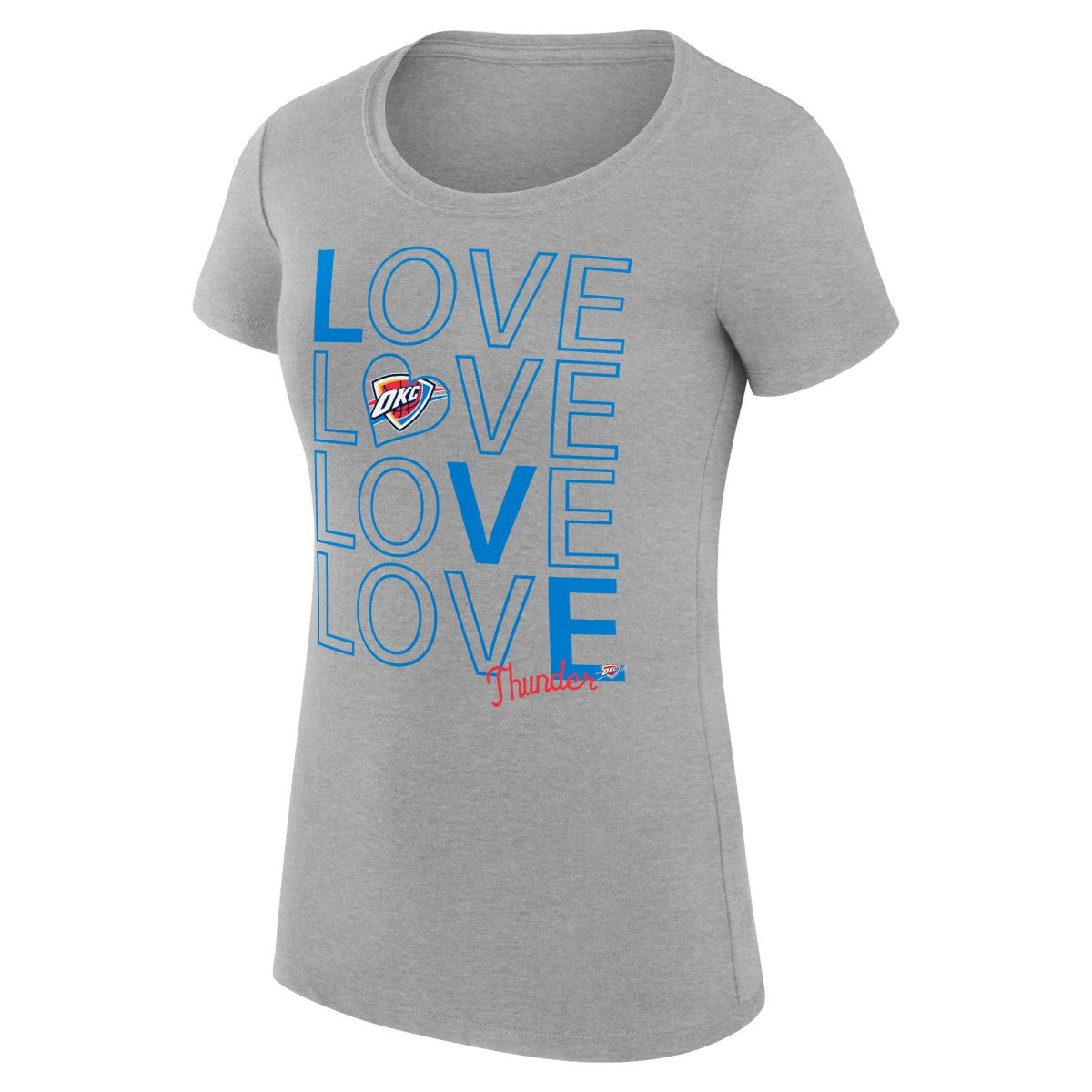 Oklahoma City Thunder G-III 4Her by Carl Banks Women's Super-Slim Fit Lightweight Basketball Love T-Shirt Heather Gray - NBA