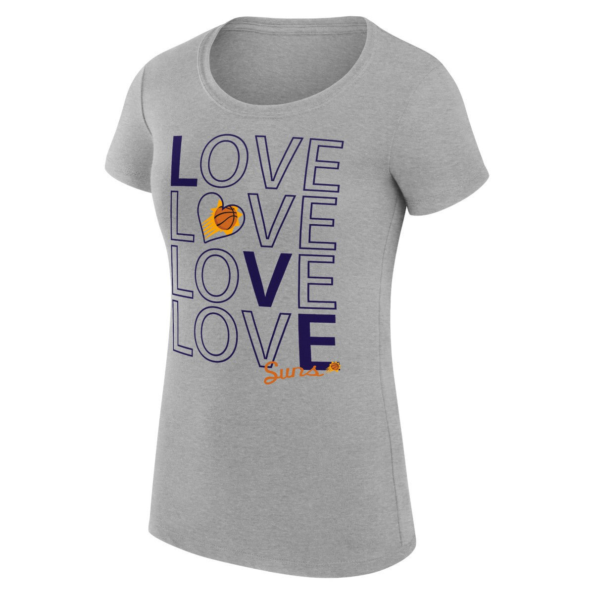 Phoenix Suns G-III 4Her by Carl Banks Women's Super-Slim Fit Lightweight Basketball Love T-Shirt Heather Gray - NBA